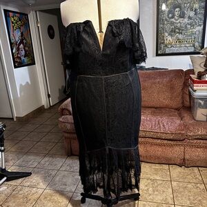 City Chic Black Strapless Lace Dress